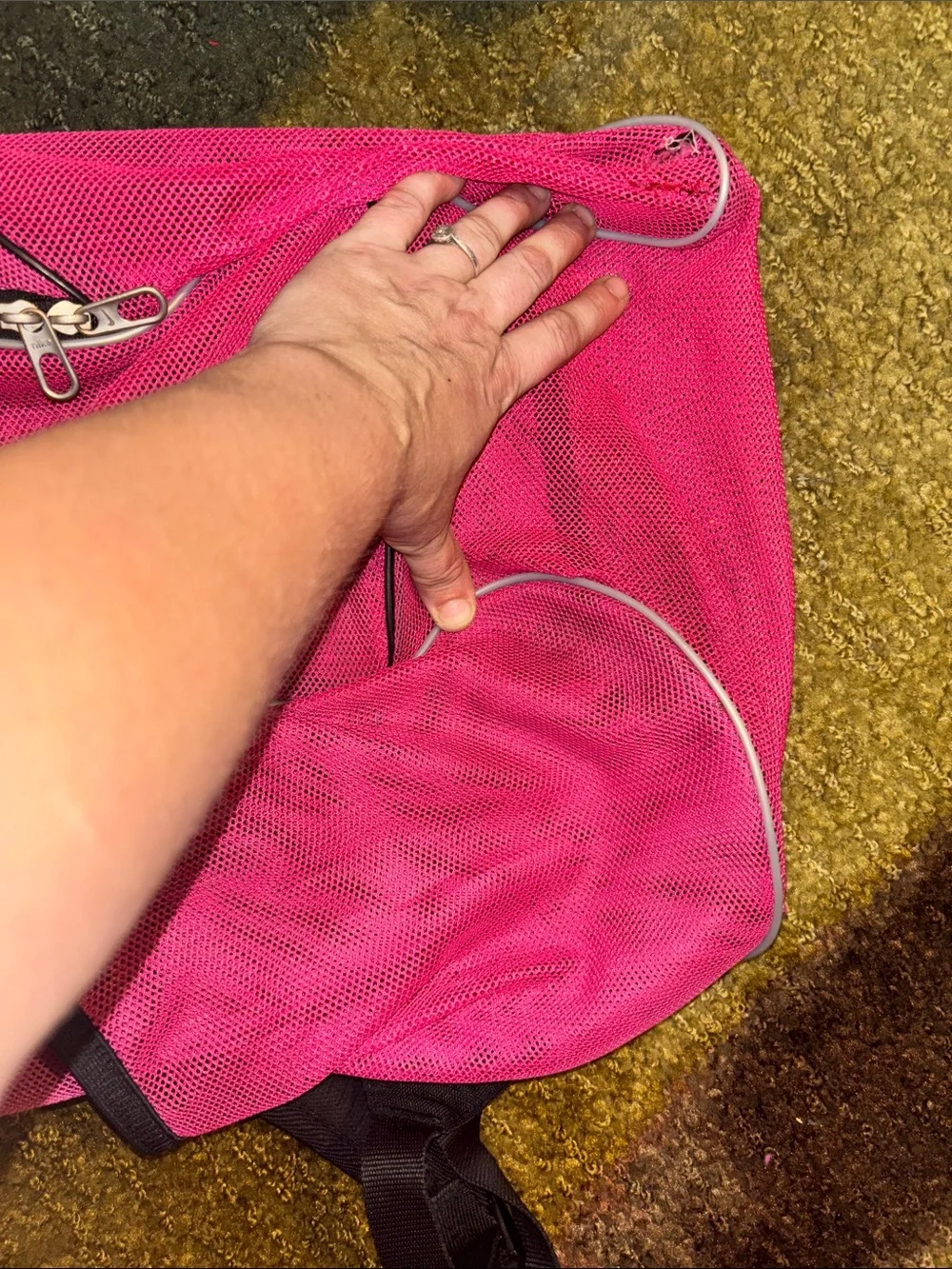 Nike Hot Pink Mesh Backpack with White Swoosh